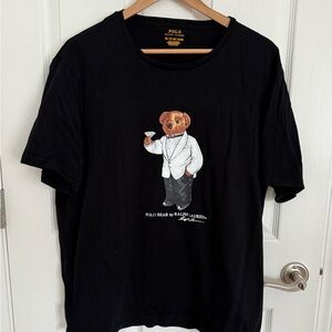 Men’s Polo by Ralph Lauren Black Bear Graphic T-Shirt Tuxedo Martini Size XXL